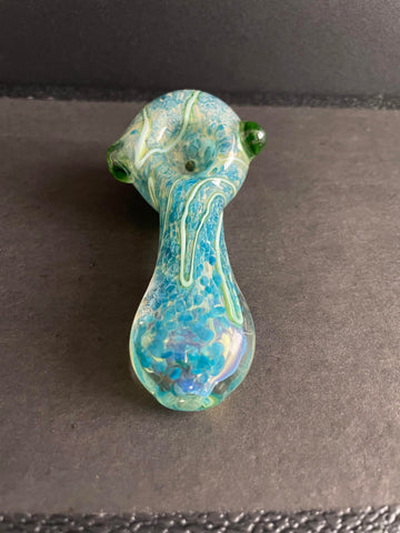 Color Changing Fumed Striped Frit Glass Pipe