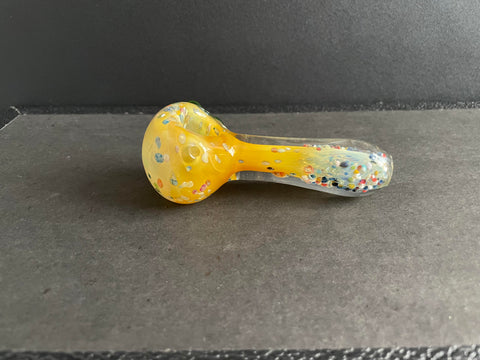 Gold Fumed Color Changing Confetti Frit Glass Pipe